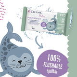 Cleanic Baby Eco Pure Water Wet Wipes – (1 x 50 st.) Våtservetter för barn och spädbarn – parfymfri, sköljbar, känslig hud – 50 st.