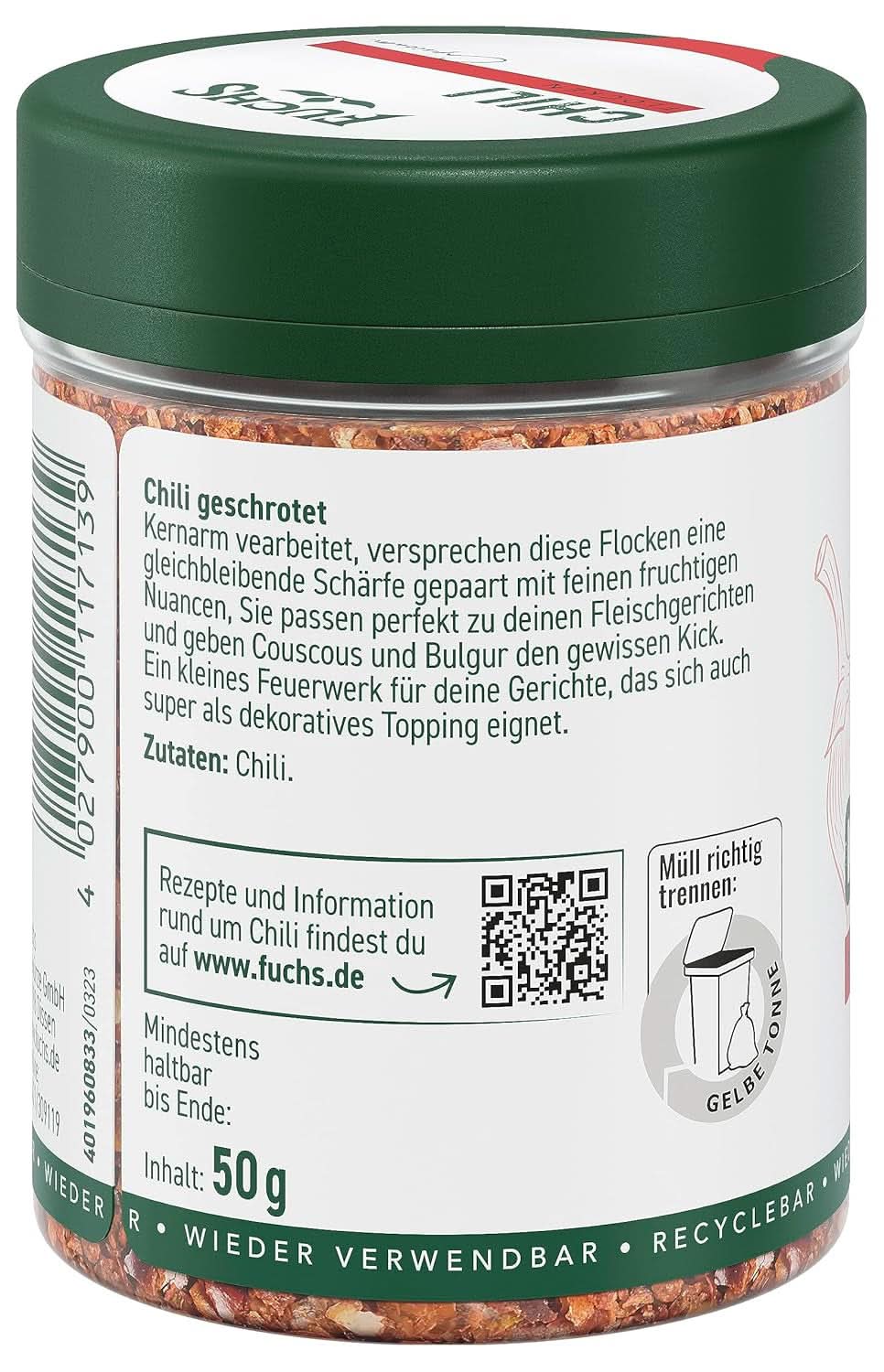 Fuchs Chili flakes, 50 gram Condiments Naty Shop