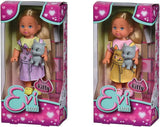 Simba 105733591 - Evi Love Kitty 2 Ways Match Endast ETT föremål skickas docka i söt kattklänning med kattungar och dricksflaska 12 cm Lekdocka 3+