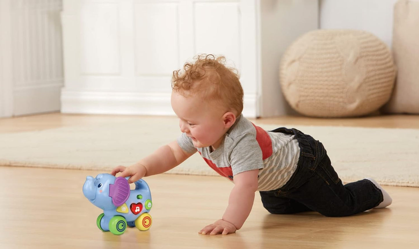 Vtech Baby Little Pushing Elephant - Interaktiv push and play leksak - Med sånger, melodier, meningar och ljud - För barn i åldern 6-36 månader Baby Toys Naty Shop