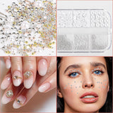 2 Boxen Nail Art Strasssteine, Mit Pincett Nägel Flatback Perlen Nail Charms Mit Kristallen Nagelzubehör Diamanten Edelstahl-Perlen Für Nagelschmuck