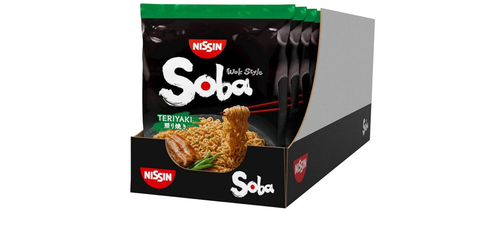 Nissin Bag Soba Noodles - Klassiska japanska snabbnudlar 9-pack Wok-stil med Yakisoba-sås Snabblagad asiatisk mat (9 x 109 g)