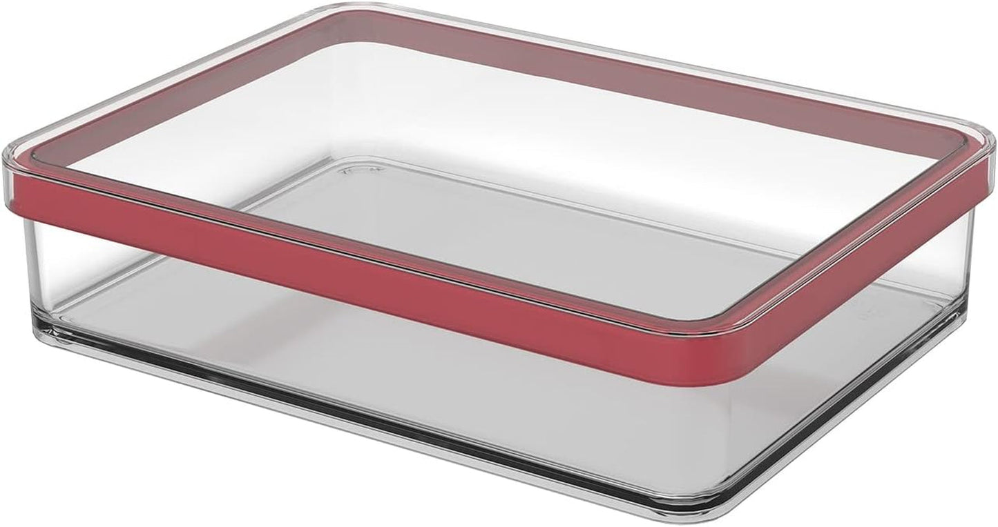 Rotho Loftset med 5 förvaringsburkar med lock, olika storlekar, BPA-fri matplast (PP), Transparent/Röd, (21,4 x 21,4 x 23,5 cm) Naty Shop Matförvaringslådor 1 L breda