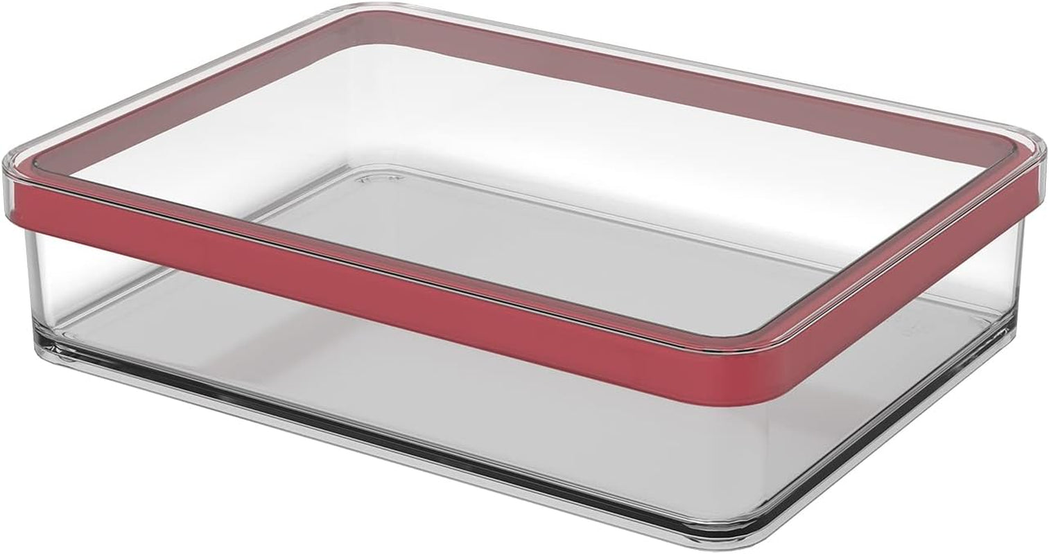 Rotho Loftset med 5 förvaringsburkar med lock, olika storlekar, BPA-fri matplast (PP), Transparent/Röd, (21,4 x 21,4 x 23,5 cm) Naty Shop Matförvaringslådor 1 L breda