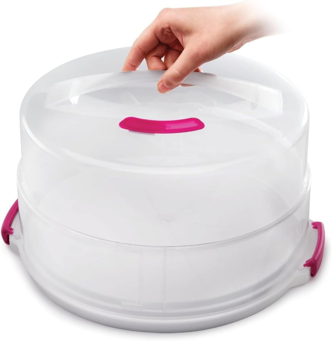 Metaltex tårtbehållare, justerbar i höjdled, polypropen, vit/transparent, ⌀ 30 cm, höjdjusterbar 8 och 15 cm Matförvaringslådor Naty Shop