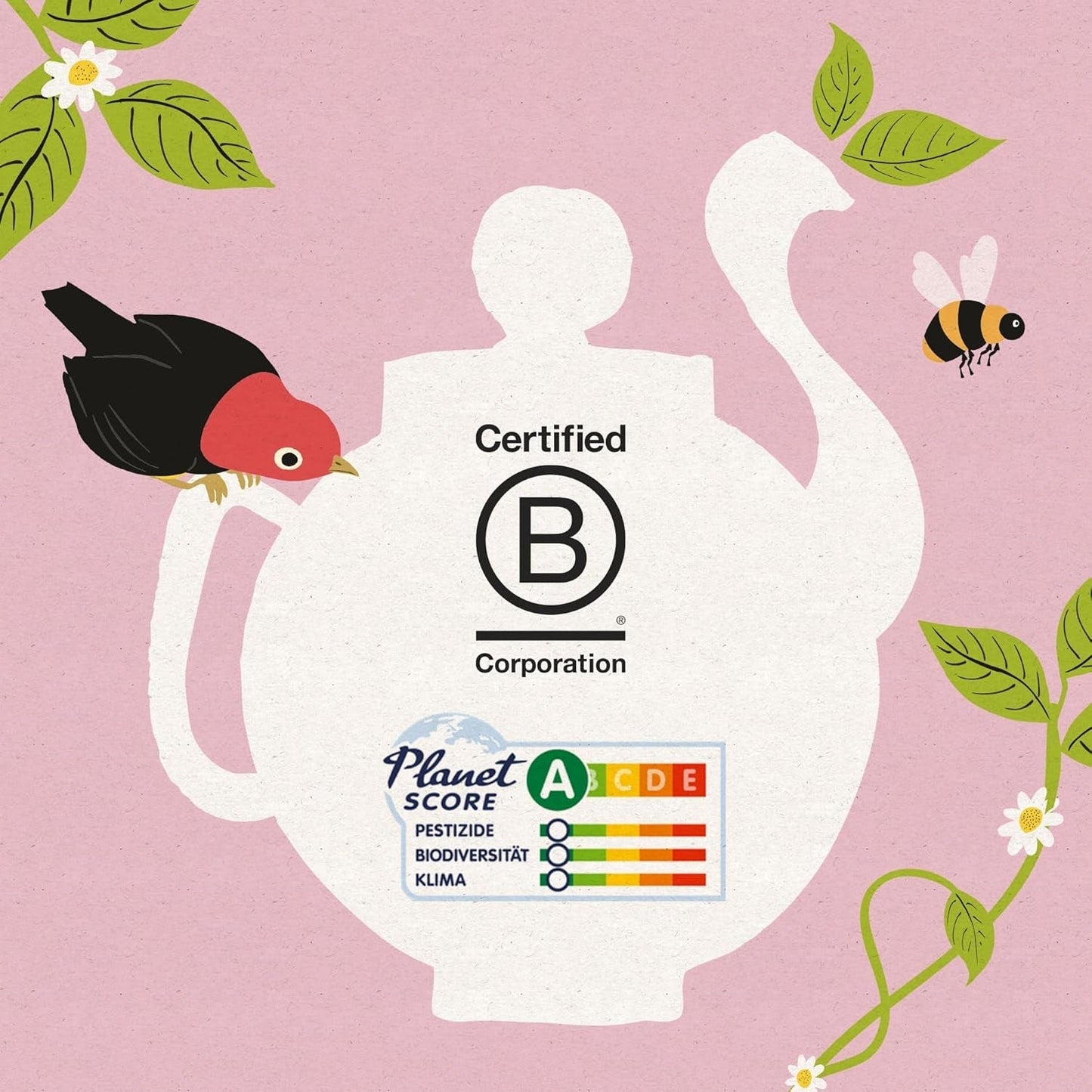 Cupper Ekologisk fruktte Tranbär Hallon | Hallon te | 250 oblekta tepåsar | Big Pack | Perfekt för kontoret | Ekologisk | Rättvis handel