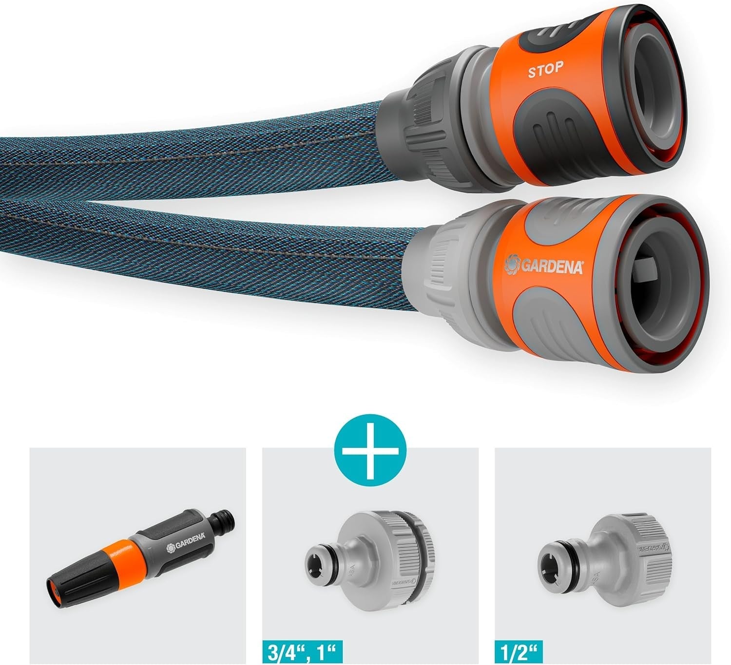 Gardena Liano Xtreme 1/2 tum 25 m set: Extremt robust trädgårdsslang i textil med lätt, väderbeständig PVC-innerslang (18475-20)