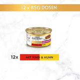 Gourmet Gold Fine Composition våt kattmat med nötkött och kyckling, förpackning om 12 (12 x 85g)