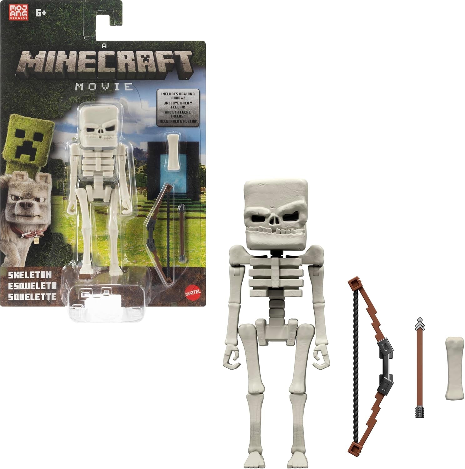 Mattel Minecraft Story Set med 4 Actionfigurer och 3 Accessories Encounters In The Overworld Set Minecraft Movie Inspired Collectible Toy JFR70 Action Figures Naty Shop Skeleton