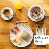 MÄSER 931967 Osita Retro Series 6-personers Wave servisset, 18-delade runda servisset, mattallrikar, desserttallrikar och flingskålar, keramik, krämvit
