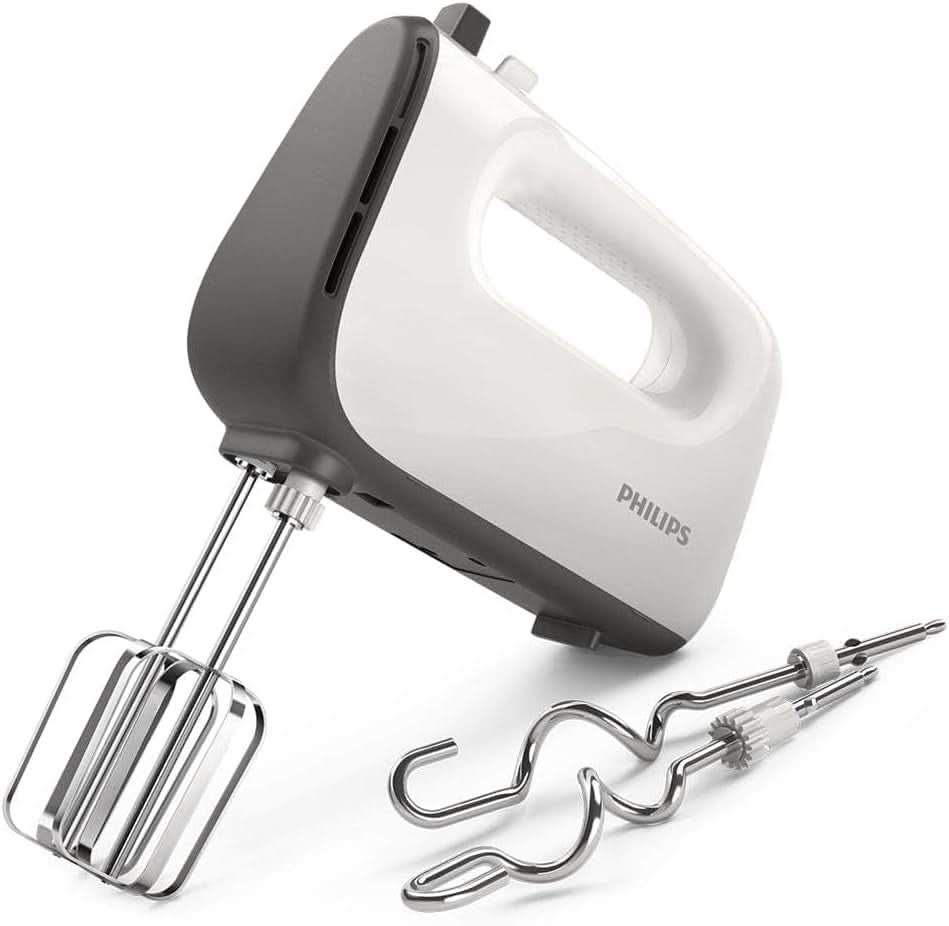 Philips Handmixer, 450 W, 5 Geschwindigkeiten plus Turbo, Weiß/Grau (HR3741/00) Kök Naty Shop Handmixer