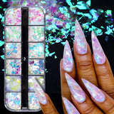 JMEOWIO Nail Glitter 12 Grids Mermaid Nail Art Dekoration Tillbehör Nageldesign