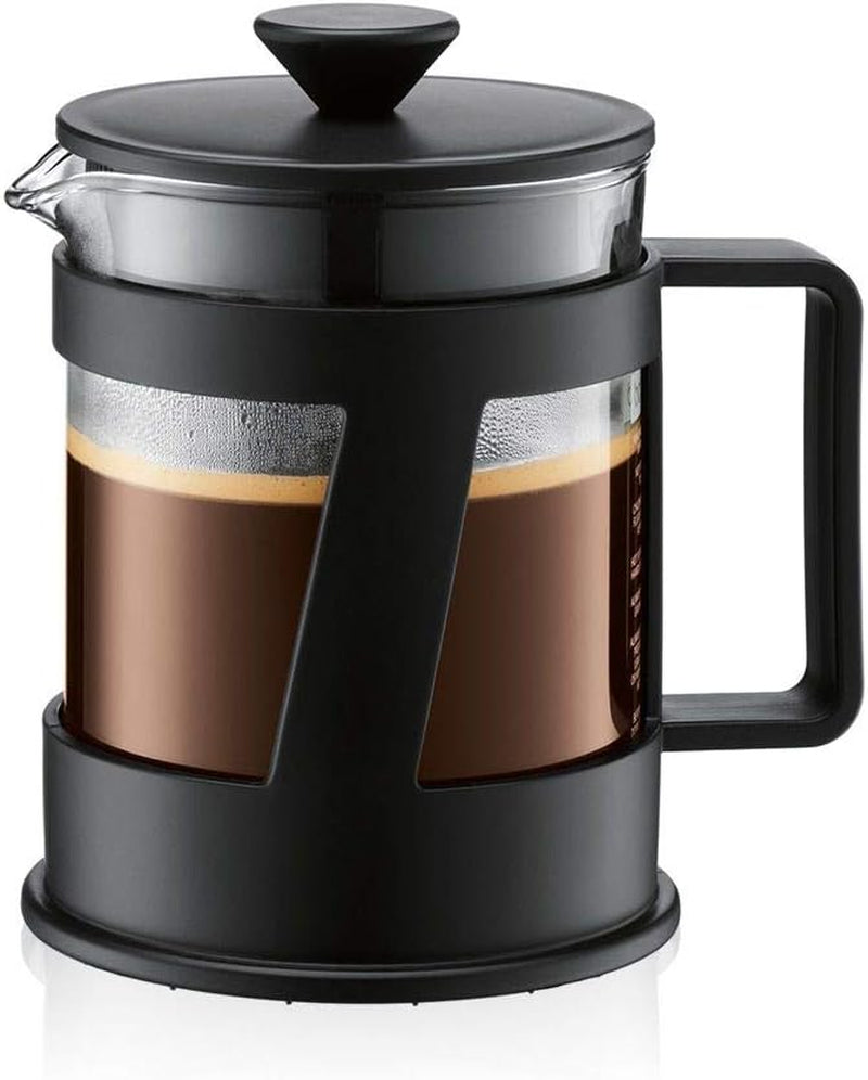 Bodum CREMA kaffebryggare (French Press-system, permanent filter i rostfritt stål, säkerhetslock, 0,5 liter) svart