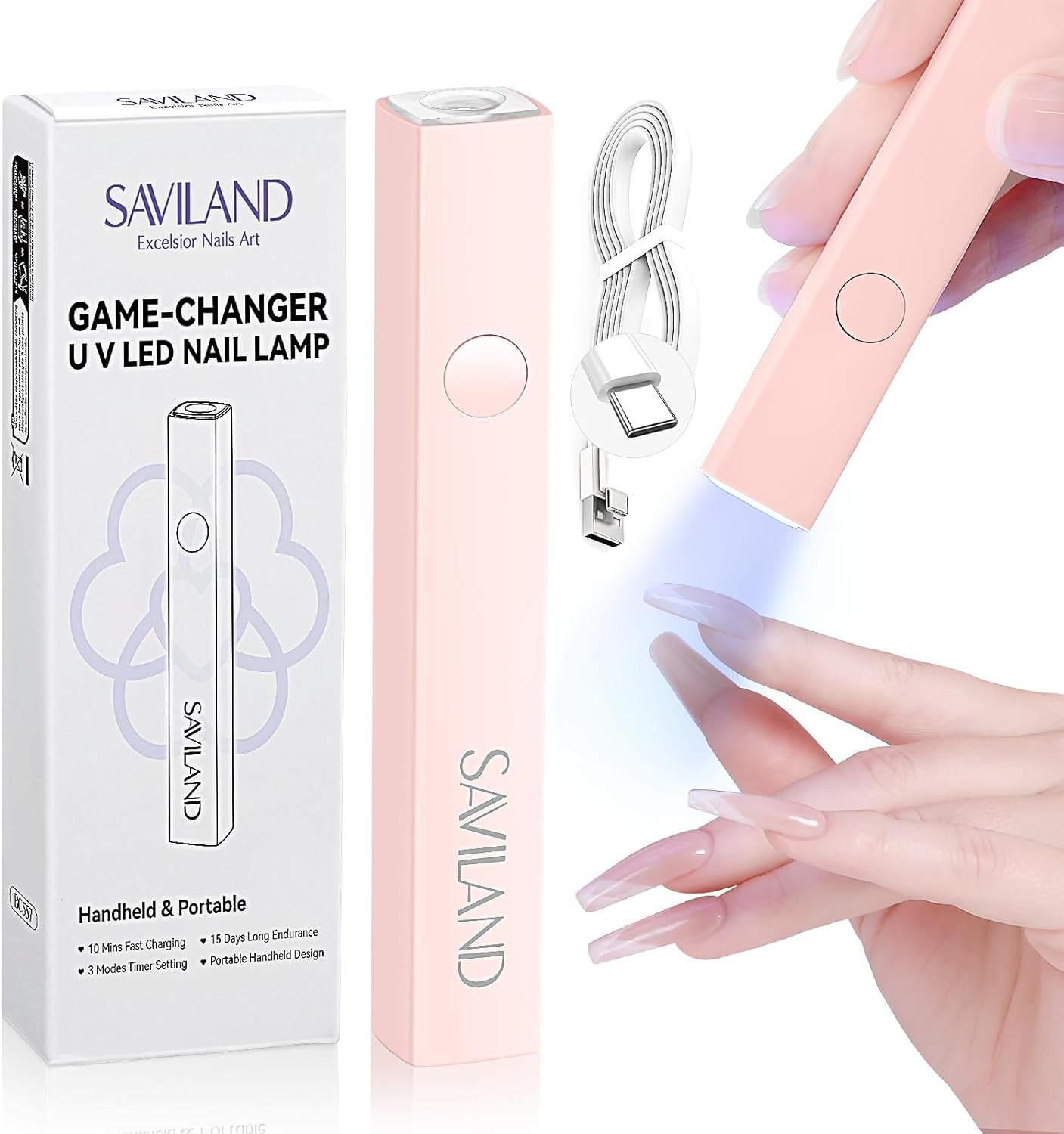 Saviland U V Lampe Für Gelnägel: Mini U V Lampe Für NägelSchützen Sie Die Haut Wiederaufladbar Klein LED Nagellack Trocknergerät Für Nagellack Aufbaugel Nageltips Nagelkleber Geschenke Für Frauen