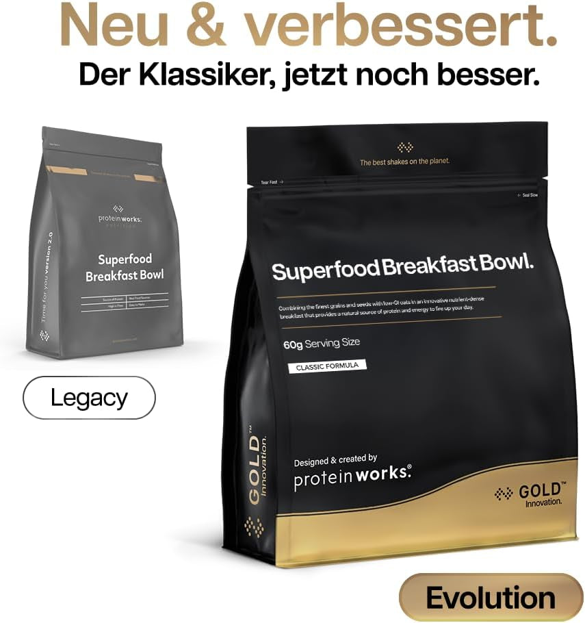 Protein fungerar | Superfood Frukost - GULD Innovation, prisbelönt spannmål, proteinmüsli, näringsrik med spannmål, frön och havre, fiberrik, äpple och kanel, 10 portioner, 600 g