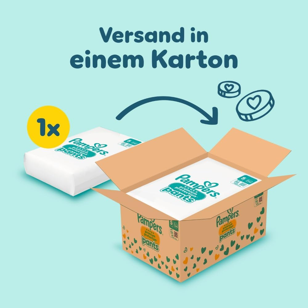 Pampers Premium Protection Pants storlek 5, 144 blöjor, 11kg - 17kg, med 360° justering och mjuka anti-läck muddar för optimal komfort och skydd