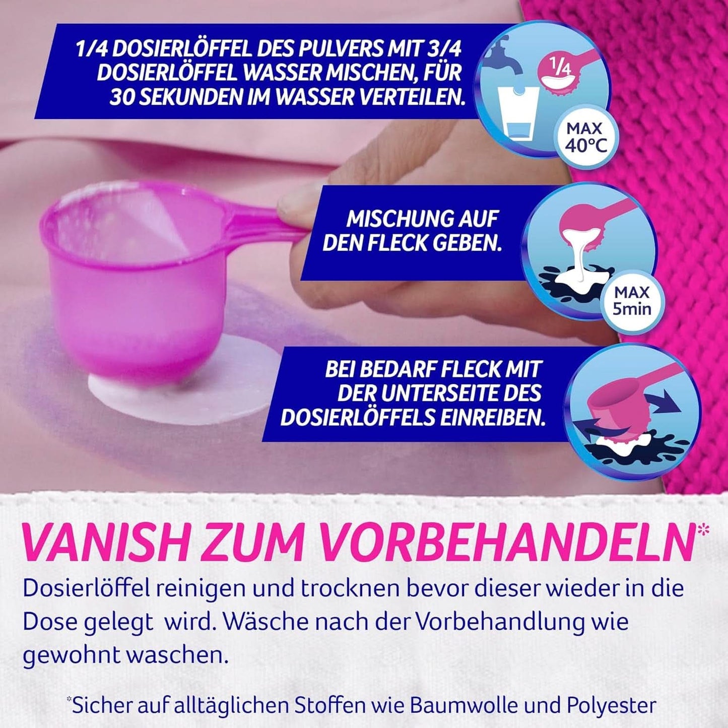 Vanish Oxi Action Powder Pink - 1,125 kg - klorfritt fläckborttagning och tvättförbättringspulver - för färgad tvätt Tvättmedel Naty Shop