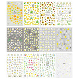 12 ark 3D-effekt Nagelklistermärke UV-härdande Långvarig Blomma Nagelklistermärken Gul Vit Daisy Nail Art Stickers