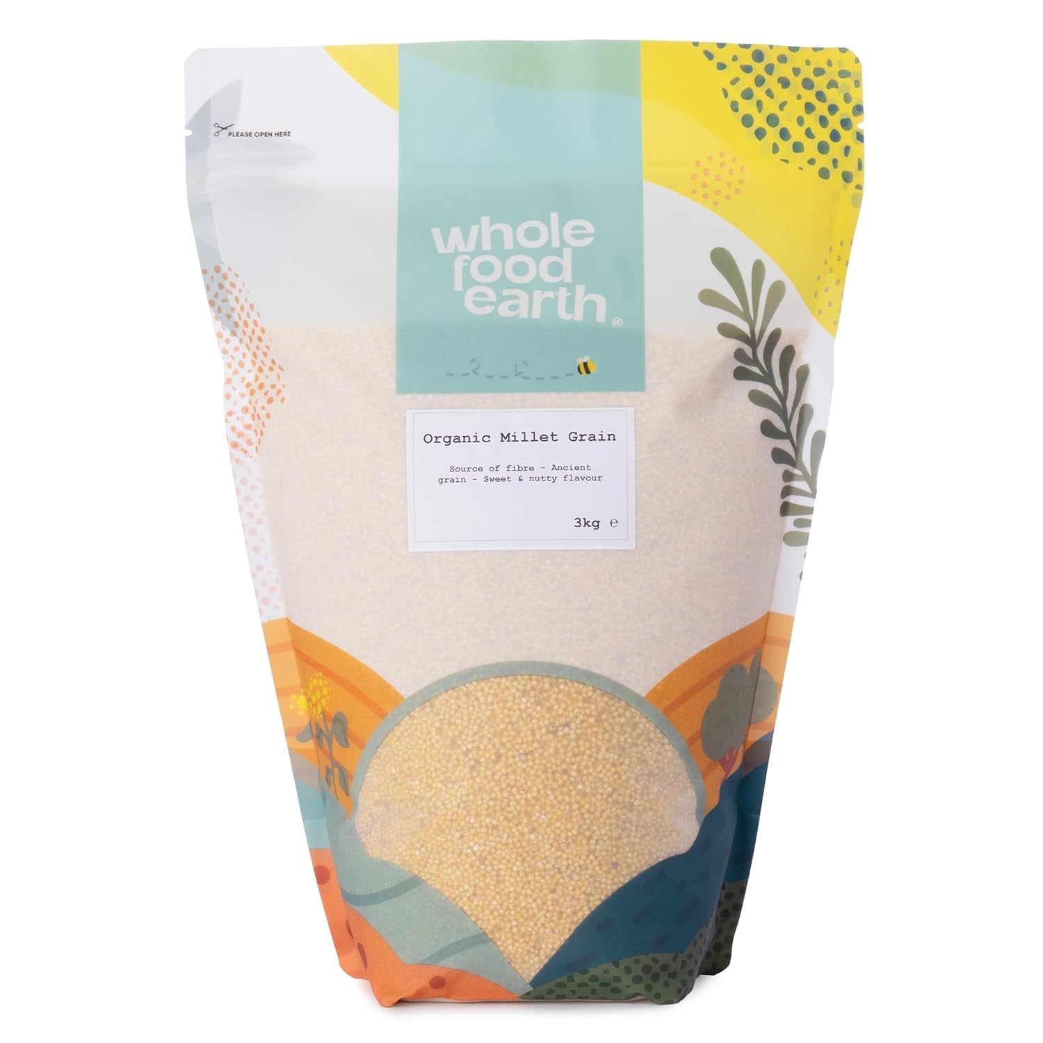 Hirs ekologisk Wholefood Earth 2 kg | Icke-GMO | Vegan | Rik på fibrer | Certifierad ekologisk
