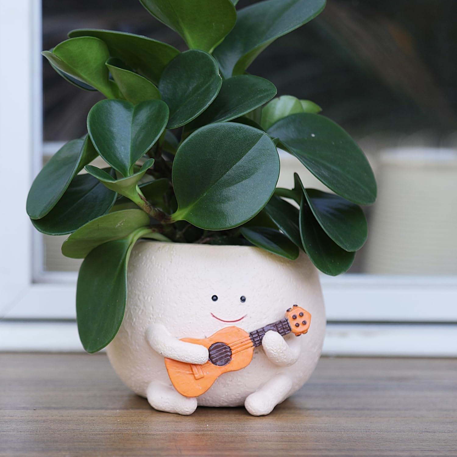 Smileyansikte Blomkrukor Söt hartshuvud Pärlhalsband Blomkruka Unik gitarr Inomhus Utomhus Suckulent Blomkruka Presentidé till mamma