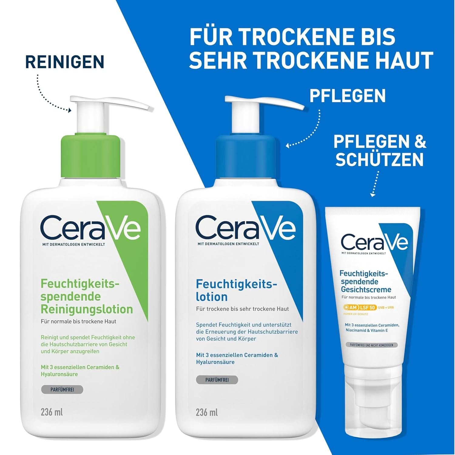 Cerave bodylotion med doseringspump, lämplig för atopisk dermatit och torr eller mycket torr hud, 236 ml Kosmetika och skönhet Naty Shop
