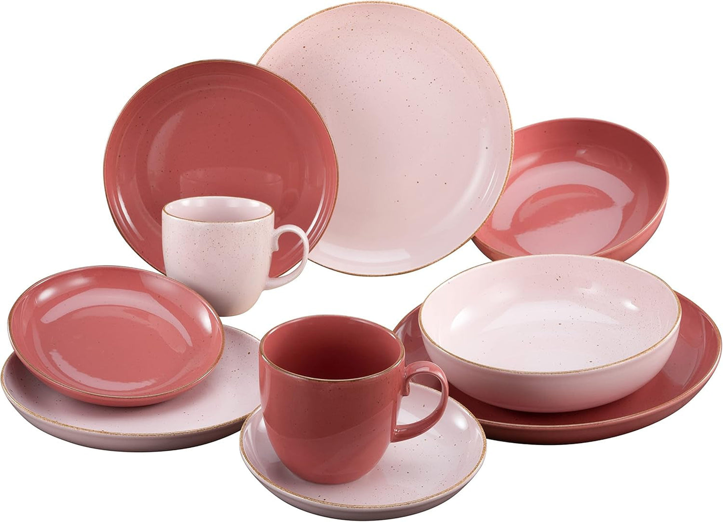 CreaTable, 23581, Serie GIARDINO - TWO, 10-teiliges Geschirrset für 2 Personen, Kombiservice aus Porzellan, spülmaschinen- och mikrowellengeeignet, Made in Europe