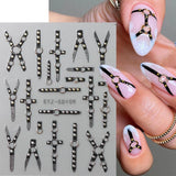 2PCS 5D Relief Gothic Punk Nagelsticker, Nagel Sticker Selbstklebend Kreuz Und X-Form Halloween Nagelaufkleber, Nageldesign Zubehör Für Damen Nail Art