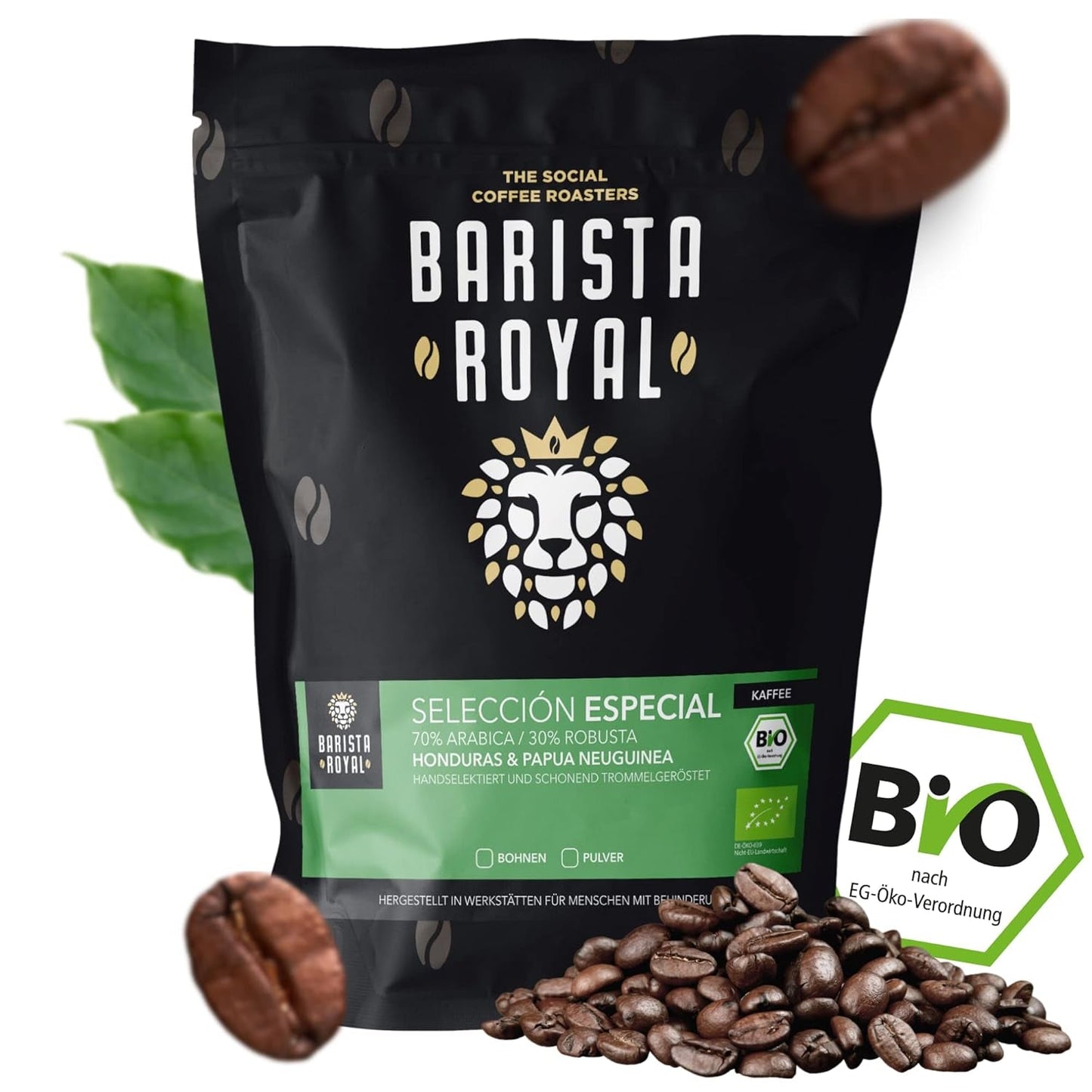 BARISTA ROYAL Bio Kaffeebohnen 1kg "Special Selection" | Frische Kaffeebohnen direkt gehandelt | 70% Arabica, 30% Robusta Kaffee ganze Bohnen | Idealisk för helautomatiska och filtermaskiner
