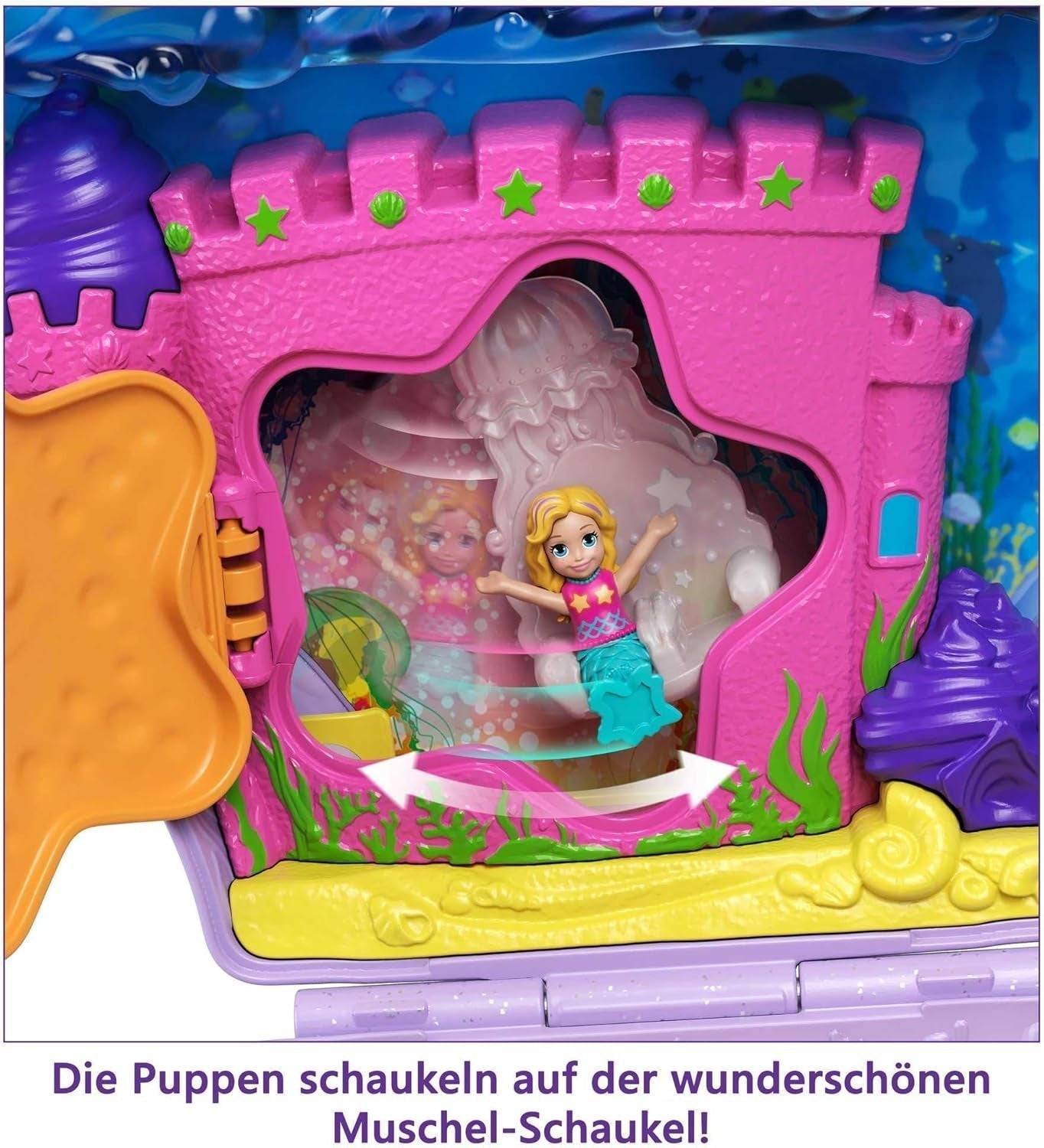 Polly Pocket Kista Wrap Around Shell Bag Underwater 2 Dockor 1 Ubåt Polly Pocket Mermaid Toy 4 år gammal leksak GNH11 Naty Shop Dolls