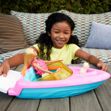 Barbie Speedboat Set, Barbie Doll med blont hår, Rosa flytväst, Båt, Valp, Tillbehör, Presenter för 3+, Grg30 Naty Shop Dolls