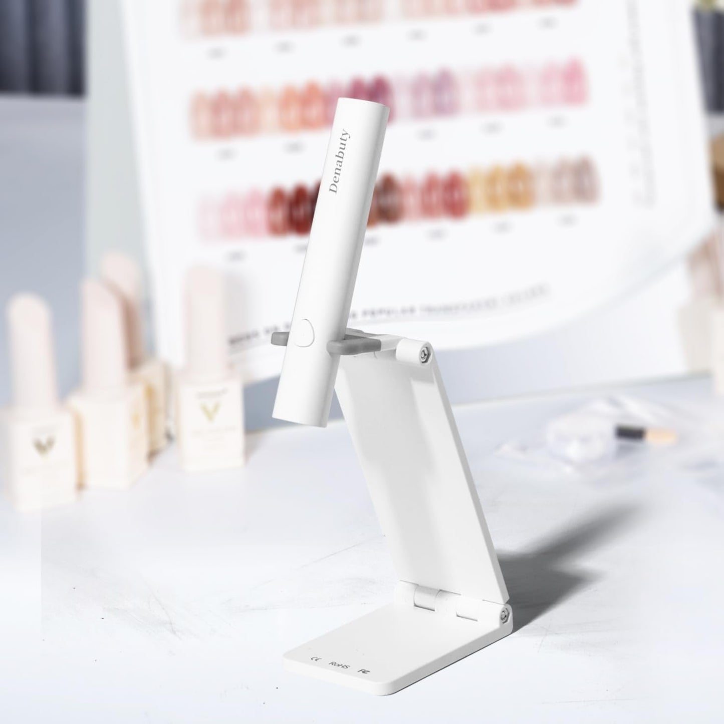 Denabuty UV-lampa för Gel Nagellack, Mini UV LED-lampa för Nagelbyte med stativ Tragbare Liten UV Nagellampa för Gel Nagellack, för Aushärten Von Nagelkleber & Nageltips Vit