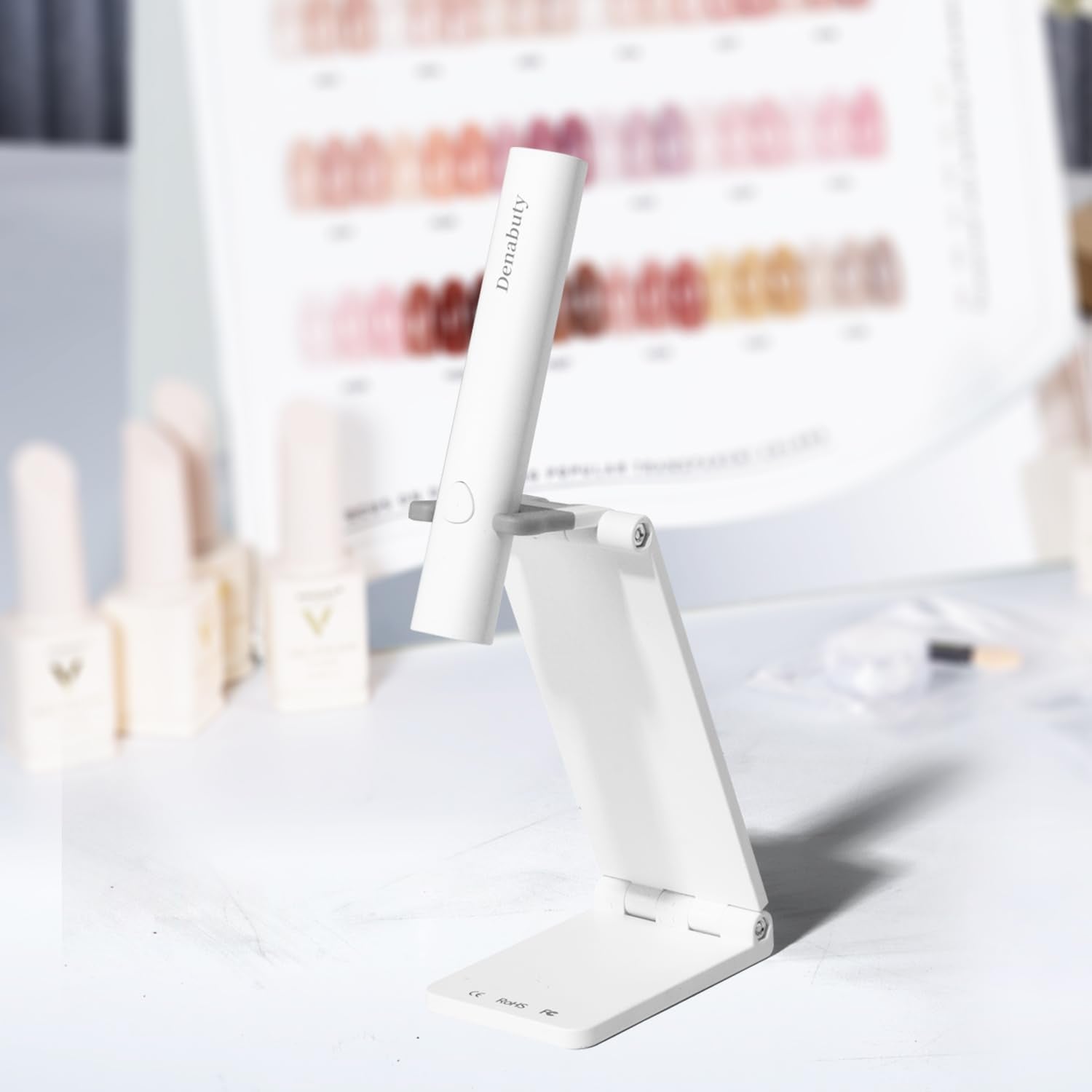 Denabuty UV-lampa för Gel Nagellack, Mini UV LED-lampa för Nagelbyte med stativ Tragbare Liten UV Nagellampa för Gel Nagellack, för Aushärten Von Nagelkleber & Nageltips Vit