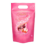 Chokladmix LINDOR | 1371 g | Ca. 109 bollar: Mjölkchoklad och LINDOR bollar med jordgubbsgrädde | 1 kg påse, ca. 80 chokladbollar vit choklad med jordgubbsgrädde