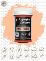 Sugarflair Pastell Pink Honey Food Coloring Paste - Högkoncentrerad för användning med smörkräm, sockerpasta, royal icing eller kakmixar, livfull matfärg - 25g