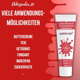 Dekozauber 24 röd matfärg, gel, 30 g, vegansk, sockerfri, högkoncentrerad, röd matfärg för fondant, smörkräm, drycker och mer
