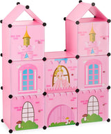 Relaxdays Barnrumshylla, prinsesslott, plast, gör-det-själv-skåp med dörrar, HBT: 128 X 110 X 37 Cm, rosa Naty Shop Dollhouses