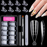120 st nagelformsset, nagelförlängningar, gelnagelformer, nagelformset med dubbelhuvudborste och nagelfil med clips, för gelnaglar
