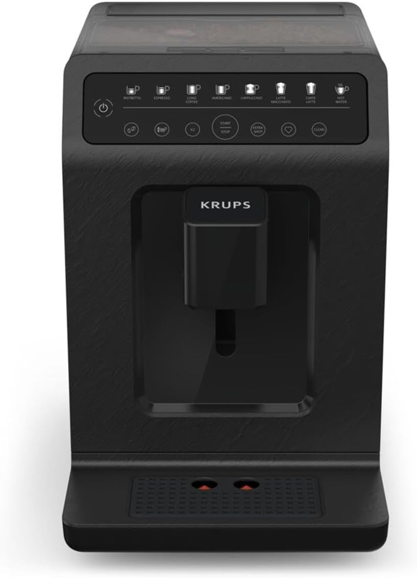 Krups EA897B Evidence ECOdesign automatisk espressomaskin, automatisk espresso- och cappuccinofunktion, Quattro Force-teknik, entrycksmjölkkoppar, 8 förinställningar, mjölksystem, 1450W