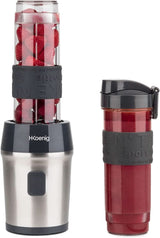 H.Koenig Smoothie Maker SMOO9 - Mini Standmixer - Mini Mixer - 300 Watt - 570 Ml - Edelstahl - 2 Kunststoffflaschen - Bpa-Frei, Grau Kitchen Naty Shop Grau