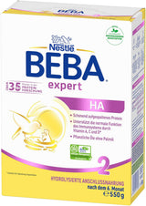 BEBA Expert HA 2 Tillskottsmjölk efter 6 månader, barnmat med hydrolyserat protein, endast laktos, palmoljefri, förpackning om 6 (6 x 550 g) Naty Shop