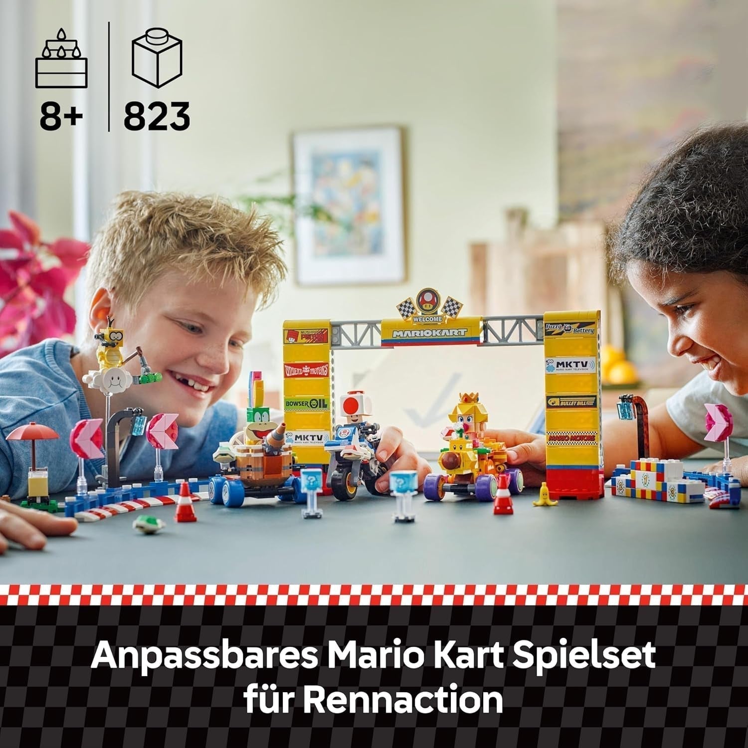 LEGO Super Mario: Mario Kart - Baby Peach & Grand Prix Set, Nintendo Figures - Padda, Lakitu, Baby Peach och Lemmy, Present för pojkar, tjejer och spelare 8+, Äventyrsleksak 72036 Byggset Beuche den LEGO-Store