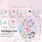 3D-kattens nagelklistermärken, nagelglitter, paljetter, nagelklistermärken i harts, nagelstenar, diamanter för nagelkonst, inklusive strass nagelvaxstift (färgglad katt)