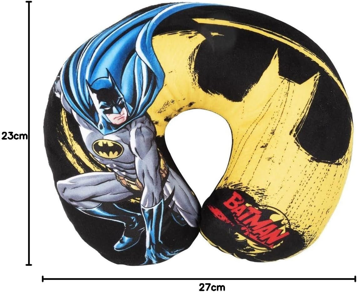 DC Comics Soft Batman Bil Rese Nackkudde Barnsäkerhet Komfort Superhjälte Bat Man, Cuscino Da Viaggio Auto, Ljusblå, One Size Resekuddar Naty Shop