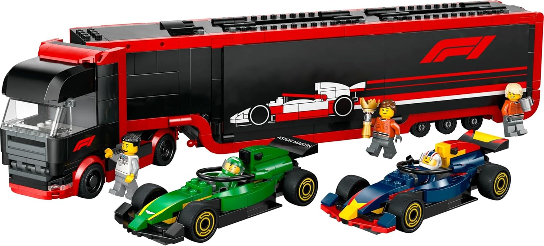 LEGO City F1 Transporter med RB20 & AMR24 F1 Racing Cars - Leksaksbilstransporter för Red Bull & Aston Martin Formel 1 Team - Inkl. 5 minifigurer - present till pojkar och flickor i åldrarna 8+ 60445 Byggset Besuche den LEGO-Store