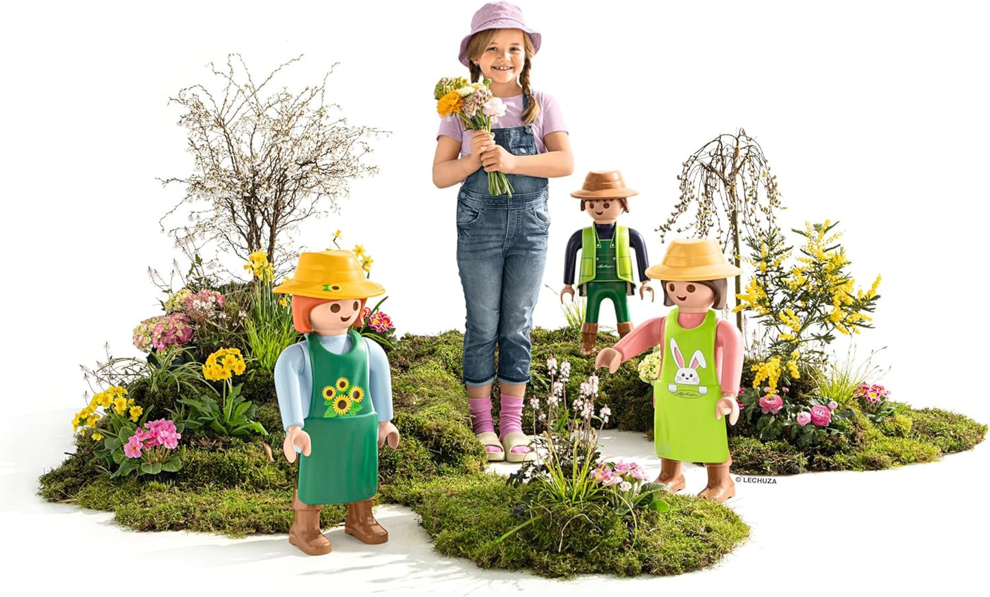 LECHUZA Gardener 2021 - Solros (62,5 cm), grön/ljusblå