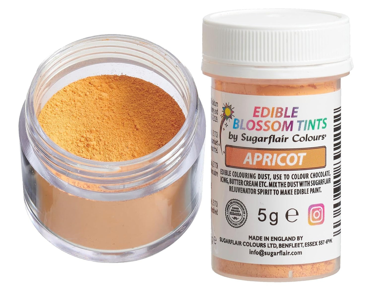 Sugarflair Blossom Tint Dust Aprikos matfärgningspulver - matfärgningspulver för tårtdekorering, sockerpasta, fondant, glasyr, choklad, smörkräm, macarons och mer - 5G