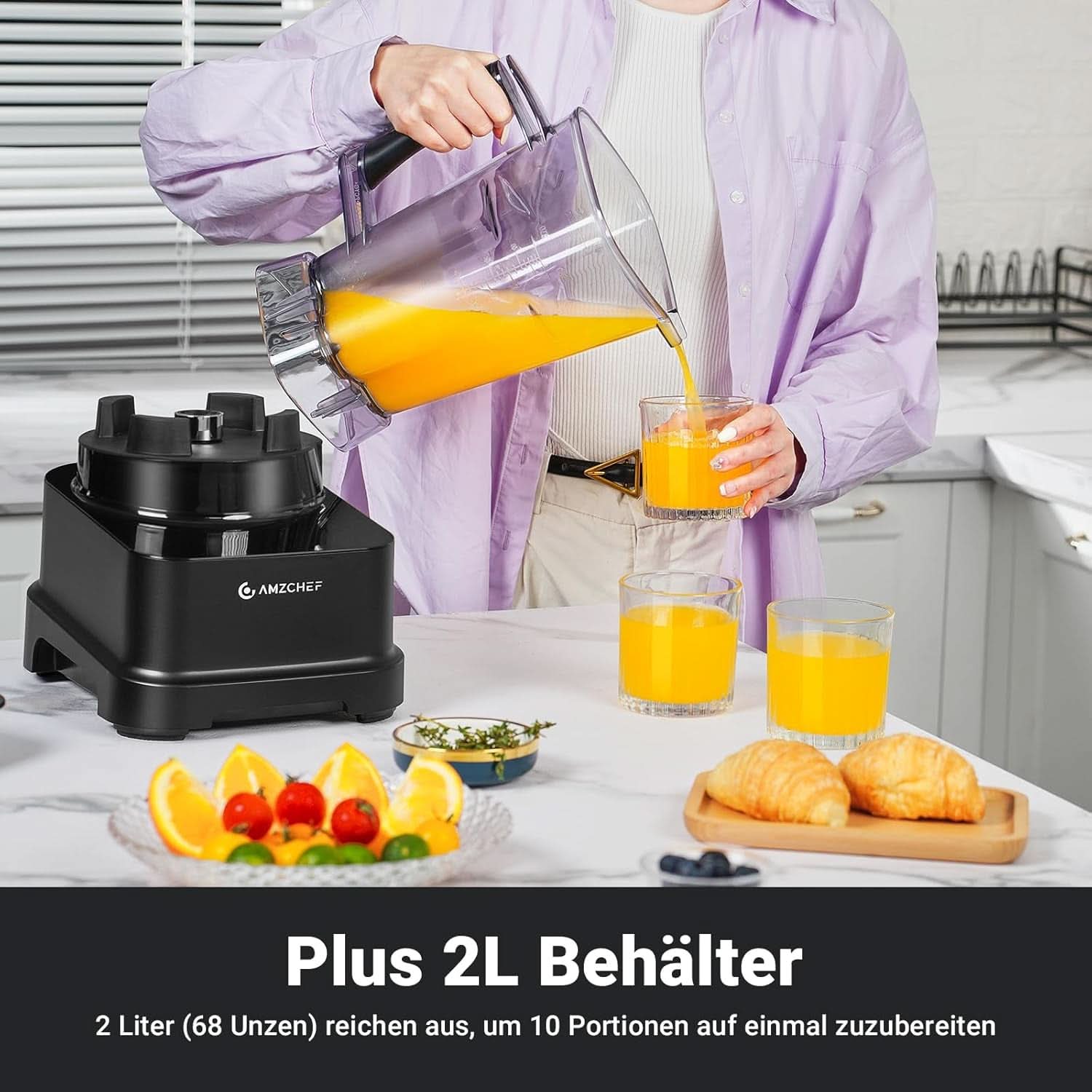 Blender AMZCHEF, 8 smarta menyer och 10 hastigheter, LCD-pekskärm Kitchen Naty Shop