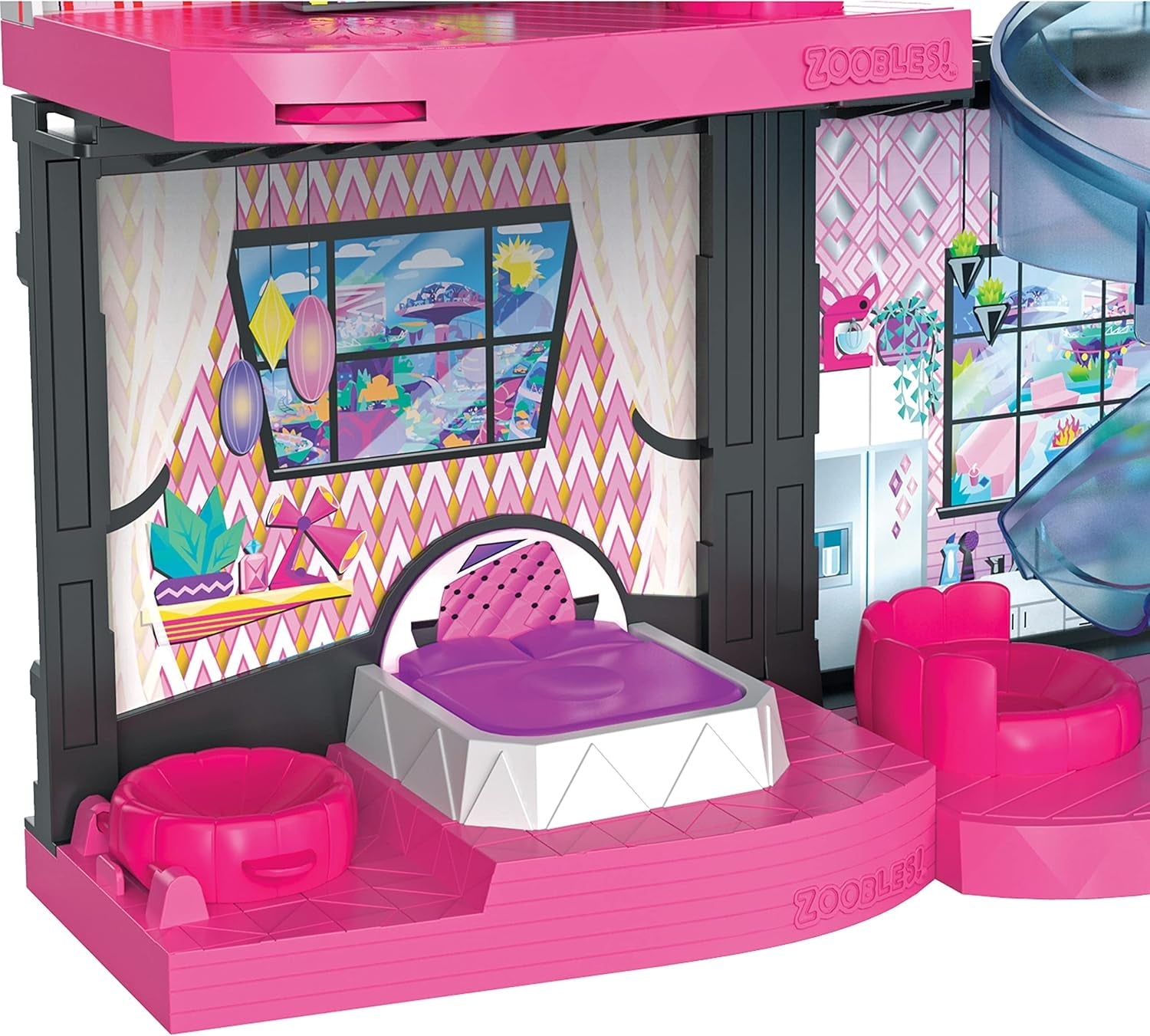 Zoobles Magic Mansion Transformerbart 6-rums drömhus, rutschkana och tillbehör