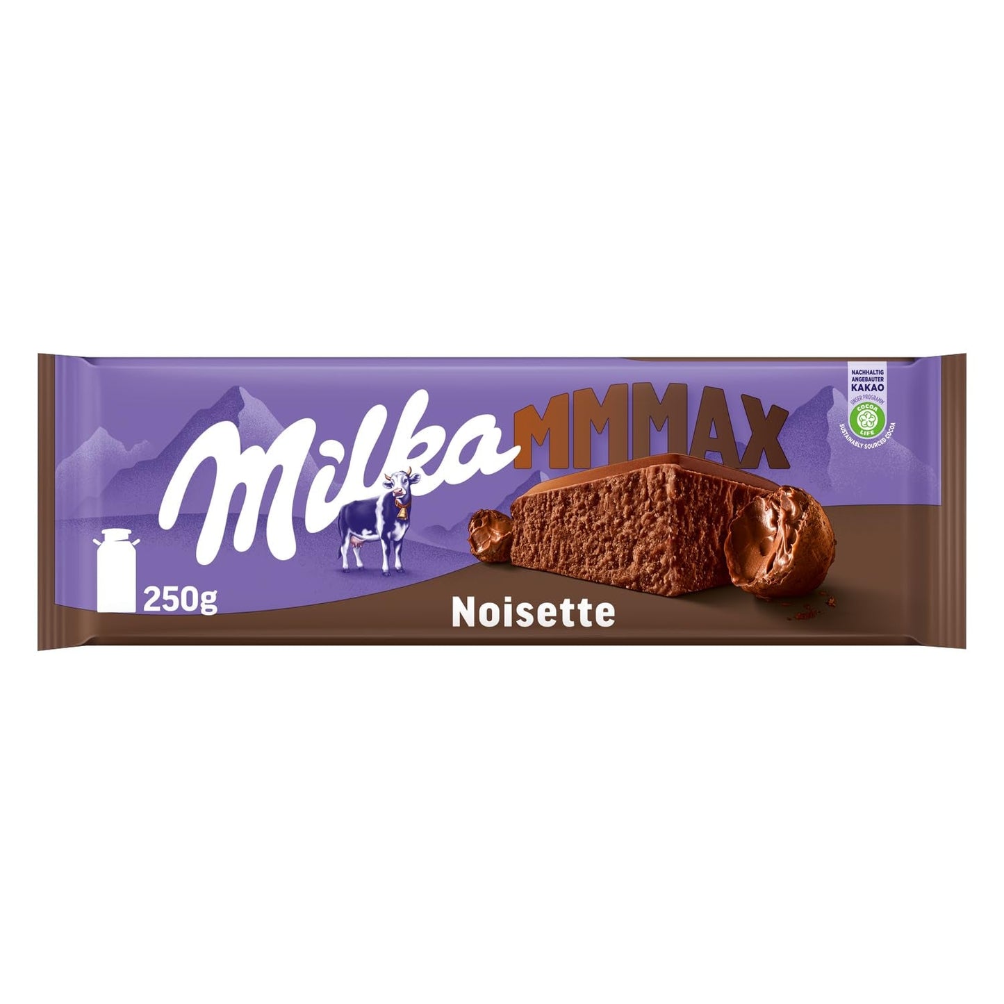 Milka MMMAX Noisette – alpin mjölkchoklad med delikat och krämig hasselnötsfyllning – 250g