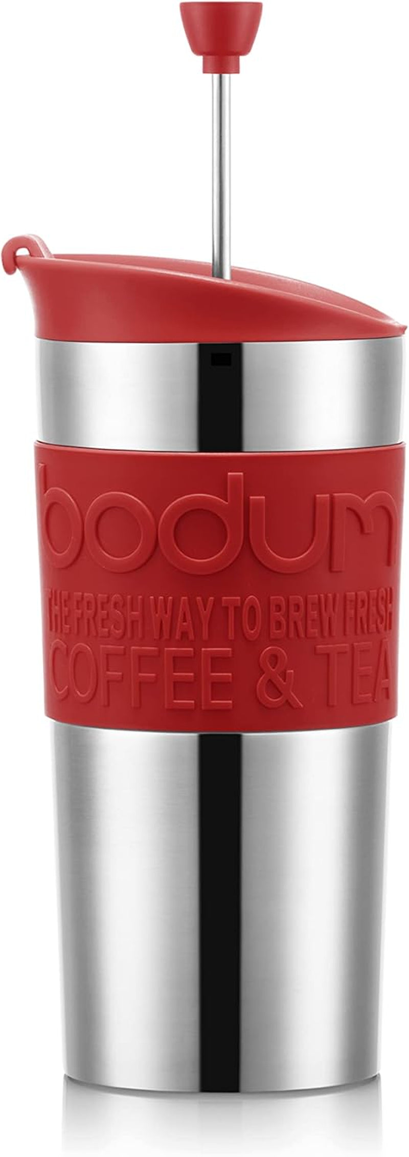 Termisk mugg Bodum K11067-04 RESEPRESSSET, dubbelväggig, rostfritt stål, extra lock, 0,35 l, röd
